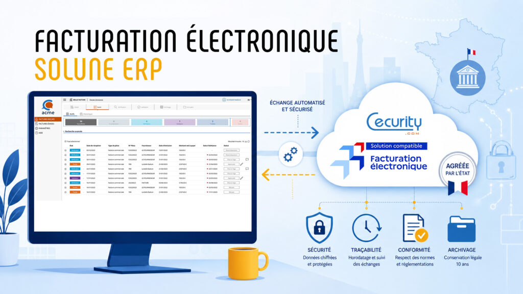Facturation électronique TPE/PME : Solune ERP connecté à la plateforme agréée eFacture de Cecurity